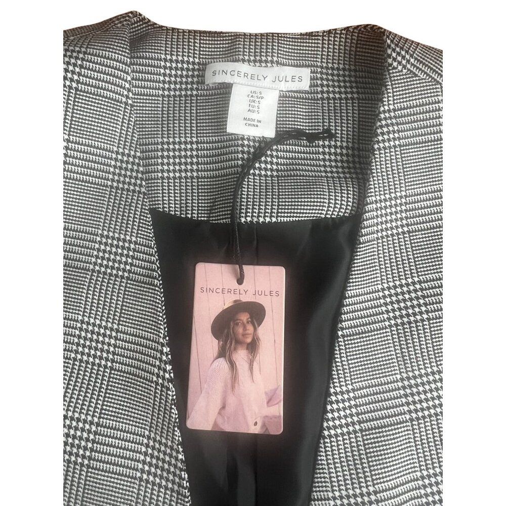 Sincerely Jules Black & White Glen Plaid Sleeveless Vest Womens Size Small - Picture 11 of 12